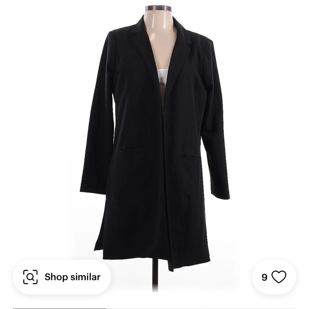 Tahari Black Blazer Minimalist Long Jacket